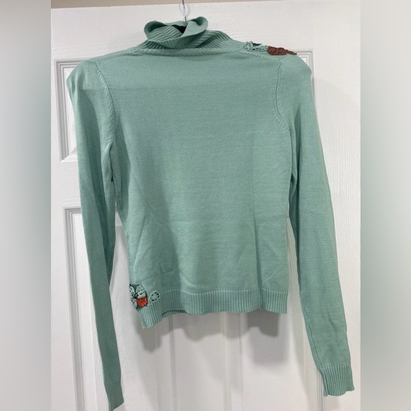 Tocca Mint Green Sweater with Floral Accents - Picture 2 of 3
